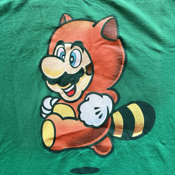 Nintendo Other - Super Mario 3 Green‎ Tanooki Mario T Shirt Cotton Mens XL